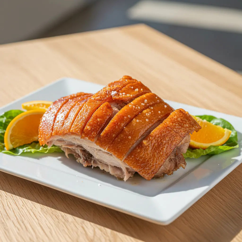 Dose de leitão à Bairrada crocante e suculento no prato — Rosa Dos Leitões Quarteira